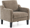 VINGLI Light Brown Accent Chair, Upholstered Armchair for Living Room | Chenille Reading Chair for Bedroom, Modern Traditional Sofa Chair, Comfy Chair for Small Space, Apartment, Waiting Room