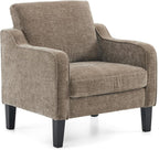 VINGLI Light Brown Accent Chair, Upholstered Armchair for Living Room | Chenille Reading Chair for Bedroom, Modern Traditional Sofa Chair, Comfy Chair for Small Space, Apartment, Waiting Room