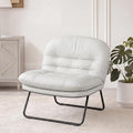 DUMOS Comfy Saucer Chair, Small Foldable Floor Chair, PU Leather | Adjustable Back Support, Bedroom, Living Room, Dorm Gaming, Small Spaces Apartment, Adults, Creamy White