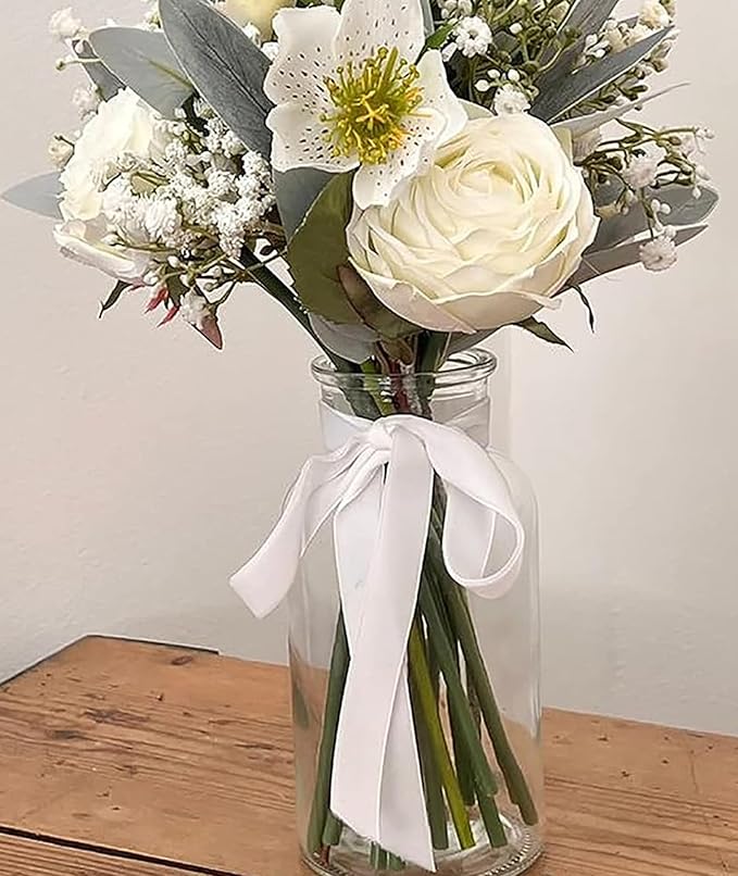 White Velvet Ribbon 1'' 25 Yards for Christmas Tree, Gift Wrapping, Flower Bouquet, Wreath Decorations, Bow Making