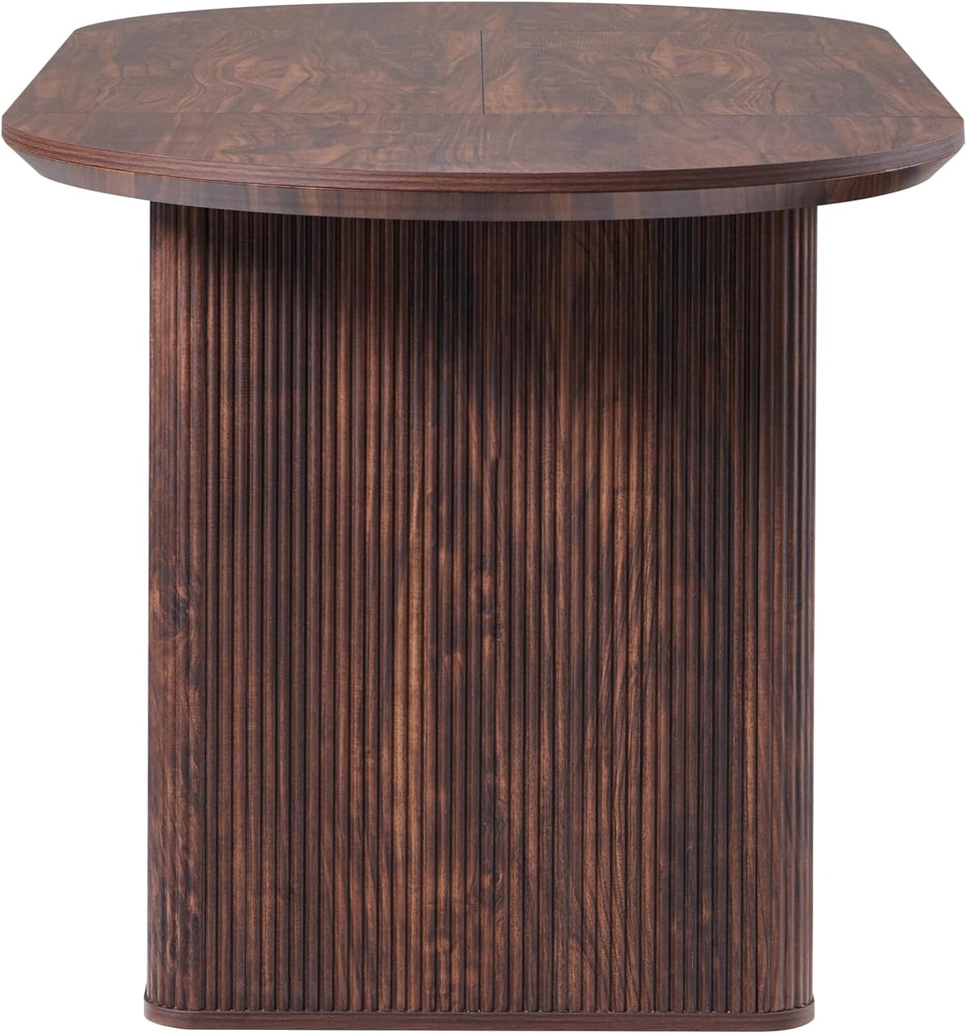 T4TREAM 63" Fluted Oval Dining Table for Kitchen Living Room, Walnut | Mid Century Modern Kitchen Table, Seats 4-6, Thickened Edge and Sturdy Strip Pedestal Base