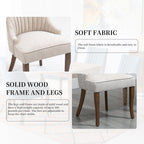 Linen Kitchen and Dining Chairs Set of 2, Channel Tufted Dining Room Chairs Comfy Fabric, Upholstered sillas for Dining Room with Solid Wood Legs