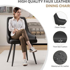 Faux Leather Chairs Set of 4, Waterproof Padded Seat,Black | Modern Dining Chair, Metal Legs, Ergonomic Wide Backrest, Stain Resistant, Easy 10-Min Assembly, Kitchen Living Room