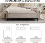 SOFTHION Storage Bench for Bedroom, 67" End of Bed Bench King Size, Upholstered Chenille Storage Ottoman with Tufted Cushioned Rolled Arm Large Storage Space for Living Room Entryway, Light Brown