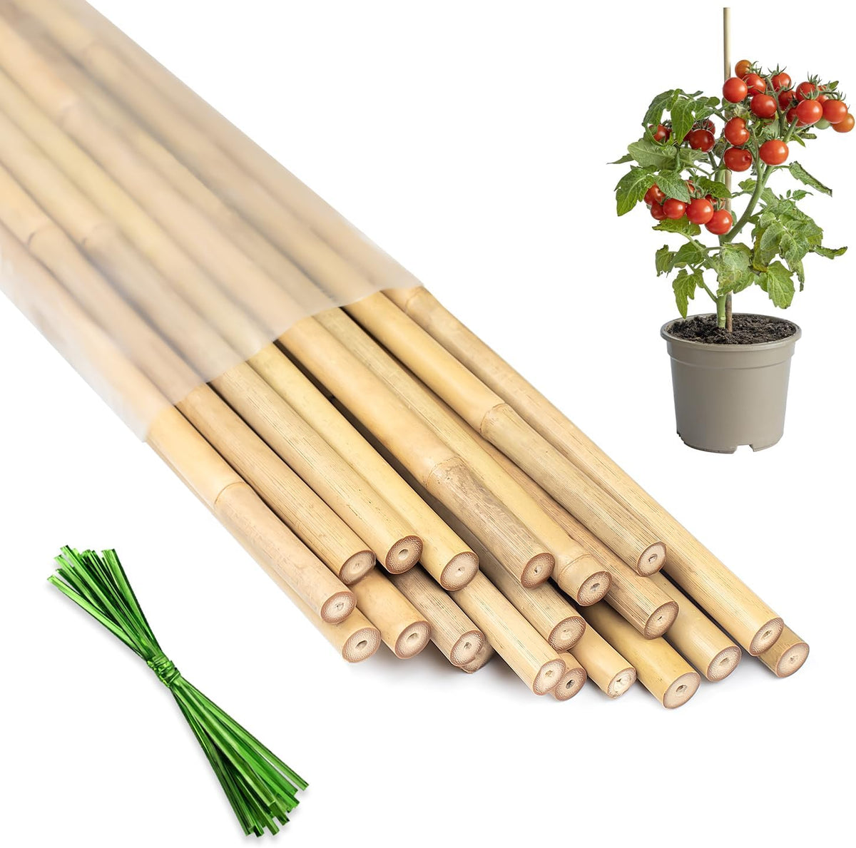 Plant Stakes 18inch, 20Pcs Natural Bamboo Sticks Garden Stakes, HAINANSTRY Plant Support Stakes for Indoor & Outdoor Plants, Orchid Tomato Vegetable Stakes for Garden