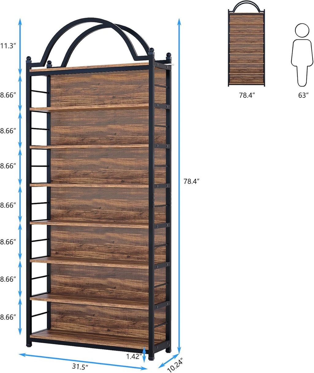 CD Storage Rack Holds 400+ CDs, 8-Tier CD DVD Storage Tower Organizer, Large Media Storage Shelf with Adjustable Feet for Living Room Bedroom Home Entertainment, Rustic Brown