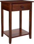 Casual Home Owl Night Stand with USB Port Charging Station and Drawer, 17.5"W x 14.25"D x 24.5"H, Warm Brown