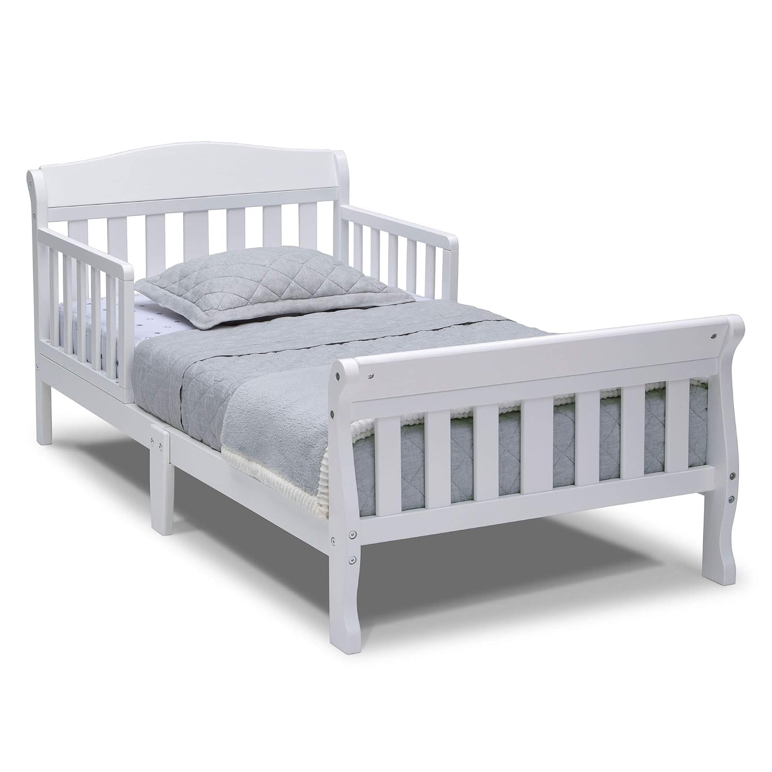 Delta Children 4-Piece Toddler Playroom Set, Pink/White & Canton Toddler Bed, White