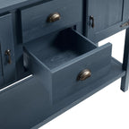 LKTART Farmhouse Sideboard Buffet Cabinet,Solid Wood Sideboard with Storage Drawers and Bottom Shelf, Buffet Cabinet Coffee Bar for Entryway Hallway Foyer,Easy Assembled (46.5" Navy Blue)