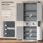 HOMCOM 72.5" Kitchen Pantry Cabinet, Traditional Freestanding Storage Cabinet with 4 Doors, Drawer and 3 Adjustable Shelves for Dining Room, Gray