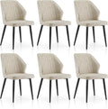 TUKAILAi Modern Dining Chairs Set of 6, Faux Leather Upholstered Kitchen Chairs with Curved Backrest & Metal Legs, Comfy Accent Side Chairs for Guest Reception Restaurant Commercial (Cream)