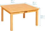 ECR4Kids 30in x 30in Square Hardwood Table with 16in Legs and Two 8in Chairs, Kids Furniture, Honey, 3-Piece | Durable rubberwood, GREENGUARD Gold Certified, ANSI/BIFMA Compliant, 2-3 years, 74 lb seat capacity, classroom & home use
