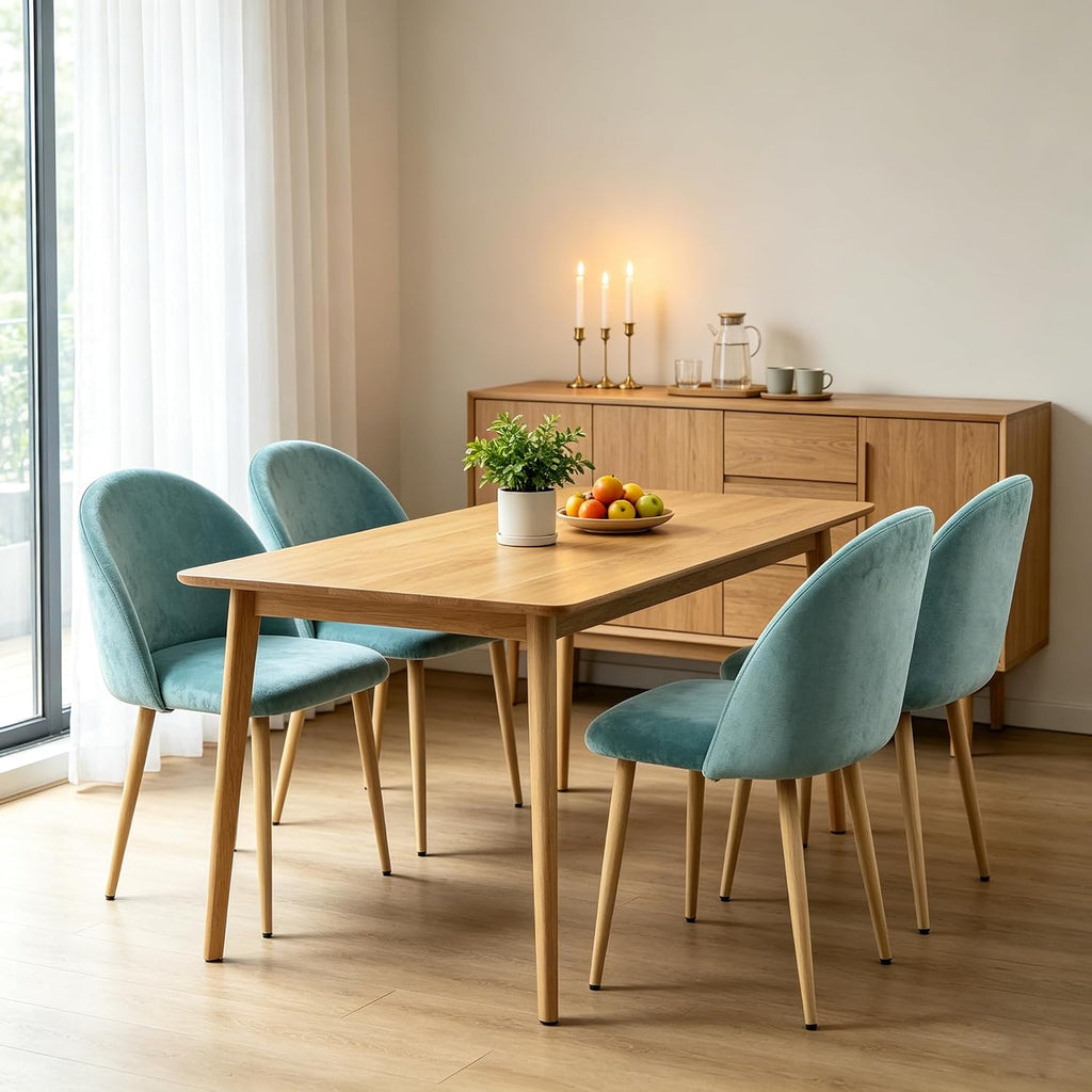Lightdot Dining Chairs Set of 2, Velvet Upholstered Dining Chairs with Solid Wood Legs, Mid-Century Modern Accent Chair for Kitchen Living Room Bedroom, Assembly Guide Included, Light Green