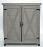 31" Weatherproof Small Storage Cabinet, Storage Cabinets with Premium Wood, Tool Cabinet with Magnetic Door for Patio & Garage, Gray