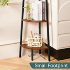 Yoobure Corner Shelf, 5-Tier Corner Bookshelf with Metal Frame & Wood Ladder Shelves - Display Shelf & Tall Bookcase, Plant Stand for Home Decor - Bedroom, Living Room, Office