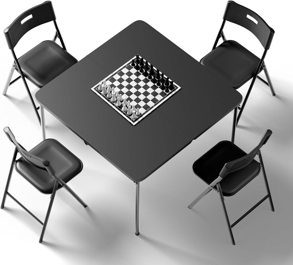 5-Piece Folding Card Table and Chairs Set, 34" Square Table with 330lbs Stackable Chairs, Portable Folding Table with Carrying Handle for Picnic, Camping, Party, Patio
