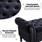 67'' End of Bed Storage Bench King Size, Storage Bench for Bedroom End of Bed, Upholstered Velvet Tufted Storage Ottoman Benches with Arms for Living Room, Entryway, Black