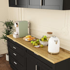 Kitchen Cabinet Set with 5 Drawers and Shelves, Wall-Mounted Pantry Cabinet Set with Doors & Countertop, for Kitchen Storage Black and Oak