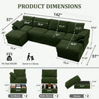 Upgrade Couch with Storage, Extra Deep&High Seat Modular Sectional Sofa 4 Seater U Shaped Cloud Couch with Ottoman, Tool-Free Assembly Sectional Couches for Living Room