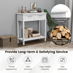 GOFLAME Small Console Table with 2 Drawers, 31” Entry Table with Storage Shelf, Modern, Narrow Sofa Table for Living Room, Hallway, Entrance (White)