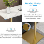 Drsyffsup Outdoor Coffee Table Side End Table with Marble Effect Top and Gold Metal Base C Shaped Modern Sofa End Table Work Desk for Couch Living Room Bedroom (Size : 48x33x65cm)