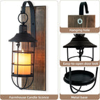 Wall Candle Sconce with Black Lantern, Set of 2 Farmhouse Decor | Candle holders with Distressed Wood Boards, for Front Porch, Living Room, Dining Room, Bedroom or TV wall
