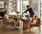 CIMOTA Modern Upholstered Dining Chairs Set of 4, Faux Leather Kitchen & Dining Room Chairs Boucle Armless Side Chairs with Curved Backrest/Solid Wood Legs, PU Brown