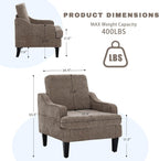Accent Chair for Living Room,Mid-Century Arm Chair Chenille Fabric Living Room Chairs,Upholstered Reading Chair for Bedroom,Single Sofa Chair with Wood Legs for Apartment (Brown)