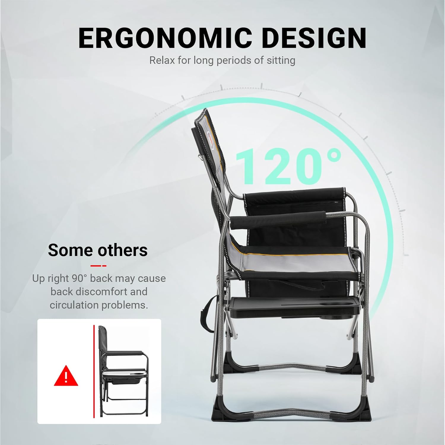 Overmont 2PCS Oversized Lightweight Camping Chair - Portable Comfortable Heavy Duty Foldable Directors Chairs with Side Table & Cooler Bag for Outside Camp Beach Picnic Lawn and Fishing Support 400lbs
