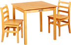 ECR4Kids 30in x 30in Square Hardwood Table with 28in Legs and Two 16in Chairs, Kids Furniture, Honey, 3-Piece | Durable rubberwood, GREENGUARD Gold Certified, ANSI/BIFMA Compliant, 10-12 years, 200 lb seat capacity, classroom & home use