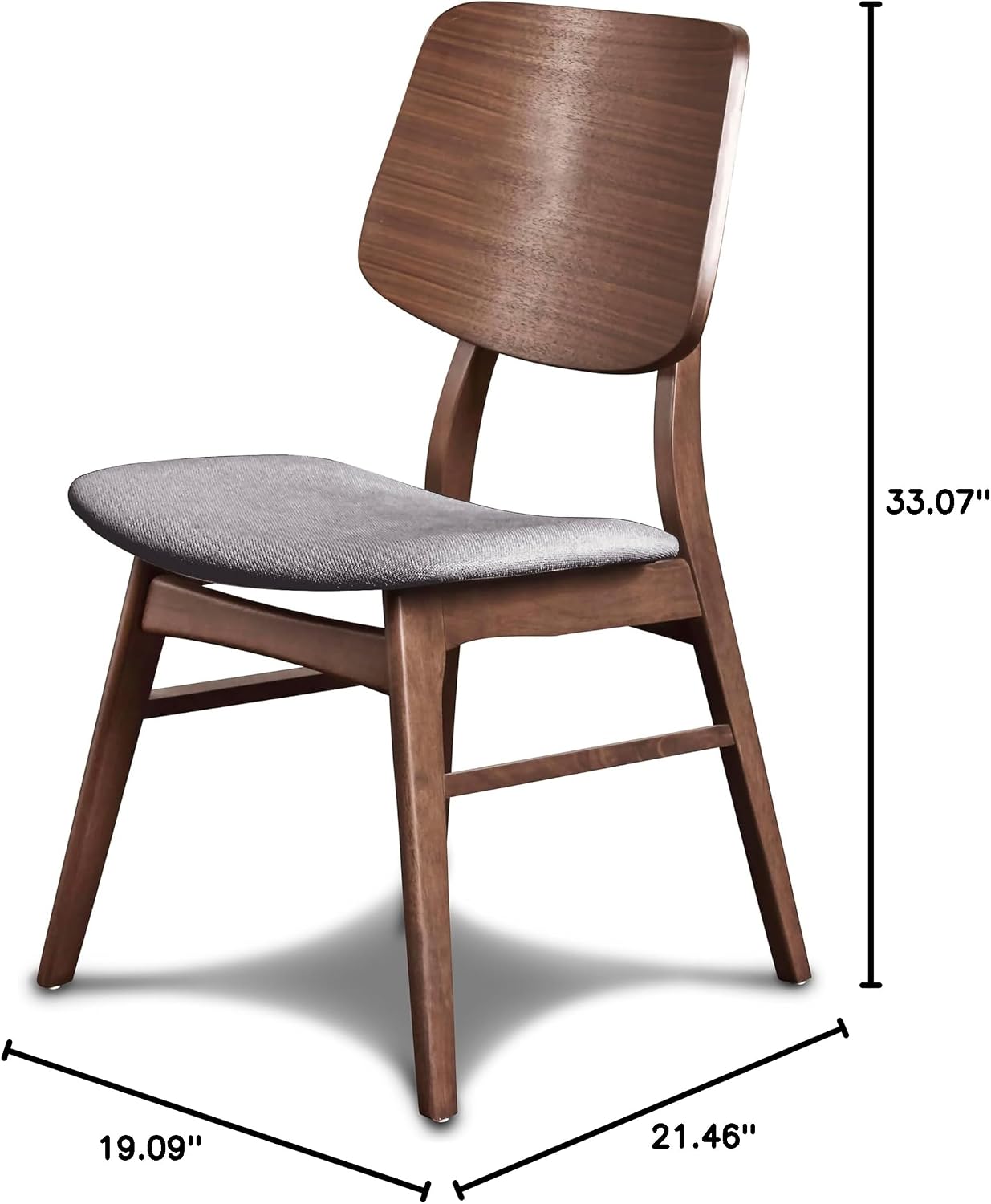 New Classic Furniture Oscar Wood Dining Chair with Dk Gray Cushion (Set of 2), Walnut
