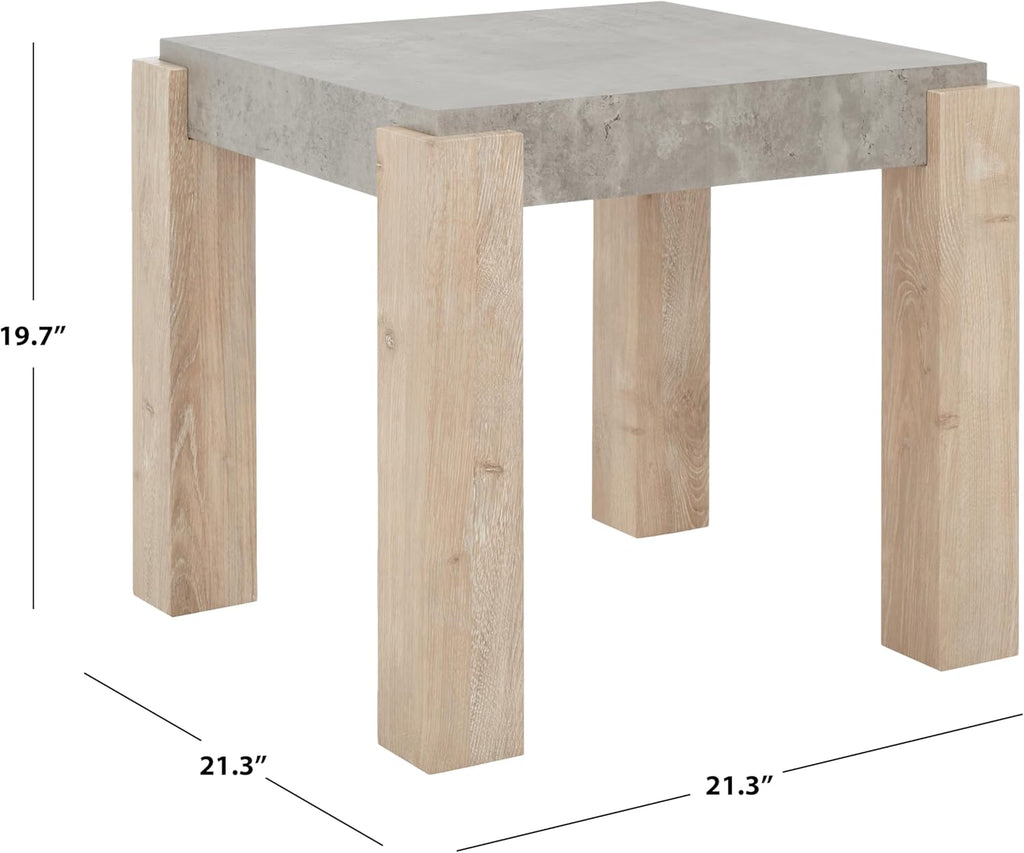 SAFAVIEH Home Collection Coromio Light Grey/Natural End Table for Living Room, Bedroom, Home Office, Foyer