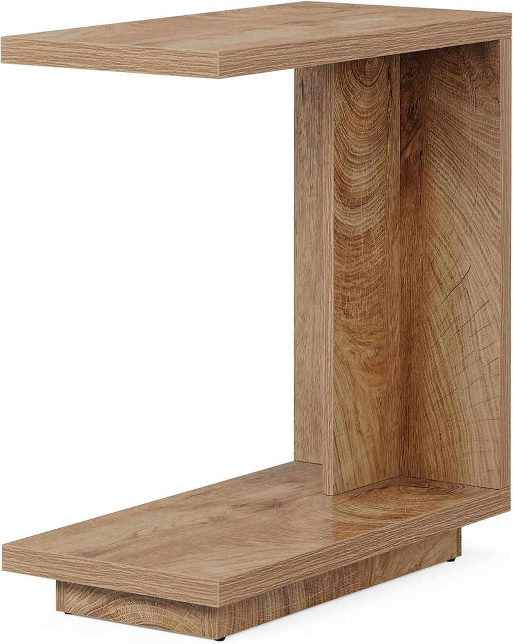 Tribesigns C-Shaped Side Table for Couch, 2-Tier C Table with Sturdy Pedestal, Industrial Sofa End Table for Living Room, Bedroom (Brown)