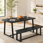 NAFORT Dining Bench, Solid Wood Entryway Bench, Heavy-Duty Outdoor Bench, Modern Dining Table Bench, Bedroom Bench, Living Room Bench, Waterproof Surface, Easy Assembly, Black