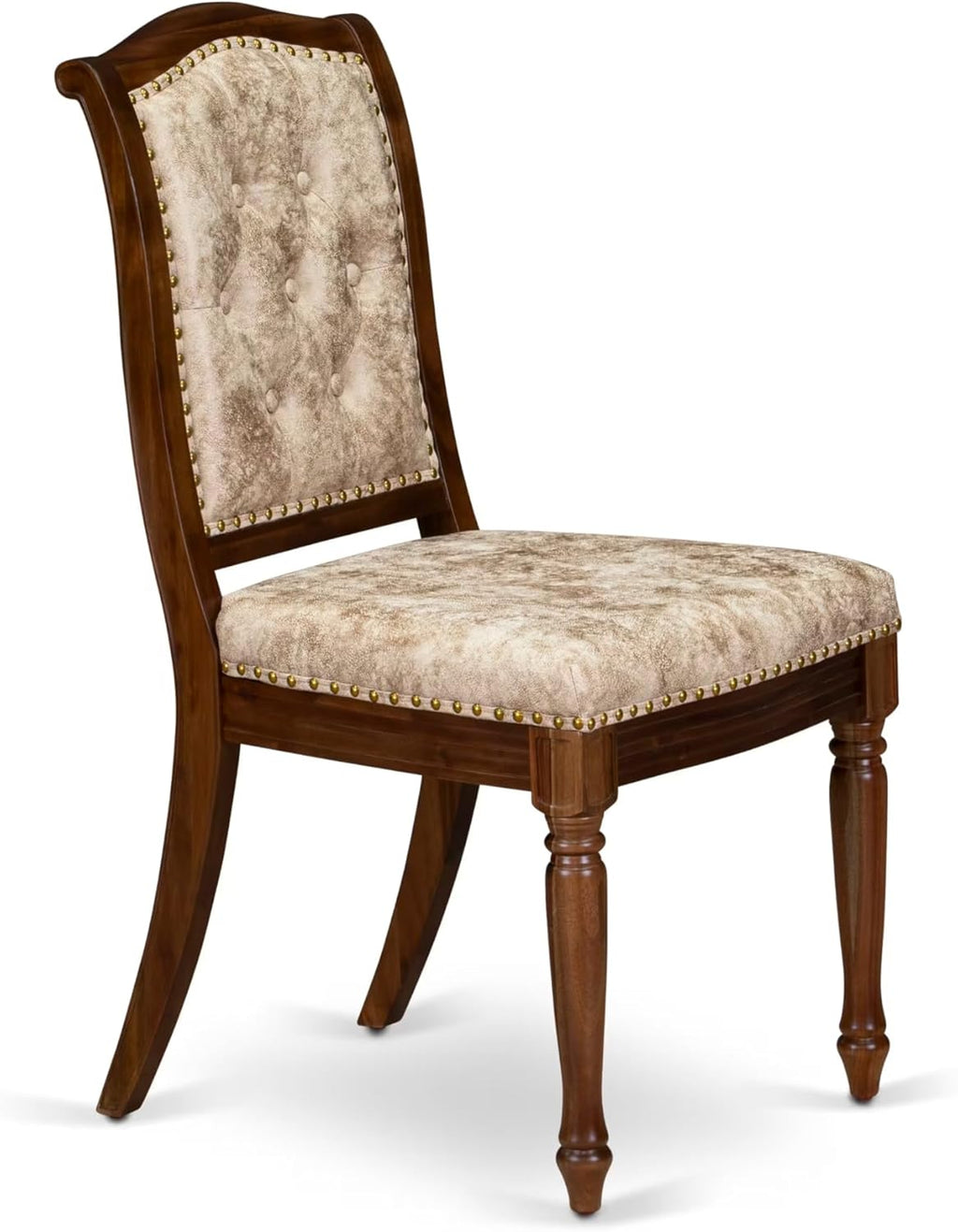 LKMA9-AWA-36 9 Pieces Dining table set includes a Rectangular Dining Table and 8 Light Beige Polyester Fabric Dining Room Chairs, Antique Walnut finish