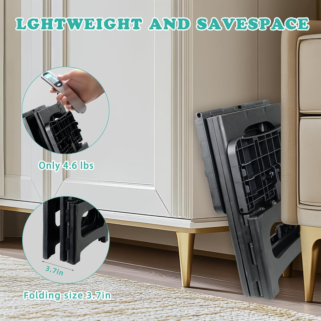 2-Step Folding Stool Ladder,Non-Slip Portable Collapsible Step Stool for Kitchen Bathroom Home RV Closet Office, 16.5" Heights, Holds 300 lbs,Foldable Lightweight Design only 4.6Ibs (Black)