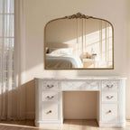 Vintage Gold Mirror 36"X30" Arched Antique Wall Mirror | Metal Frame, HD Tempered Glass, Include Wall Mount Screws,Ideal for Entryway, Fireplace, Living Room, Hallway or Wall Decor