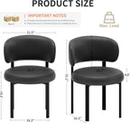 Black Dining Chairs Set of 4 Upholstered Leather Dining Chair with Curved Backrest, Mid Century Modern Chair with Metal Frame, Comfortable Chairs for Kitchen and Dining Room, Restaurant,Bar (Black-4)