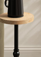 Kate and Laurel Stratton Round Pedestal Drink Table; 9 x 9 x 22; Hazelnut Brown and Black; Decorative Mini Table for Use as Indoor Plant Stand or Cute Martini Table