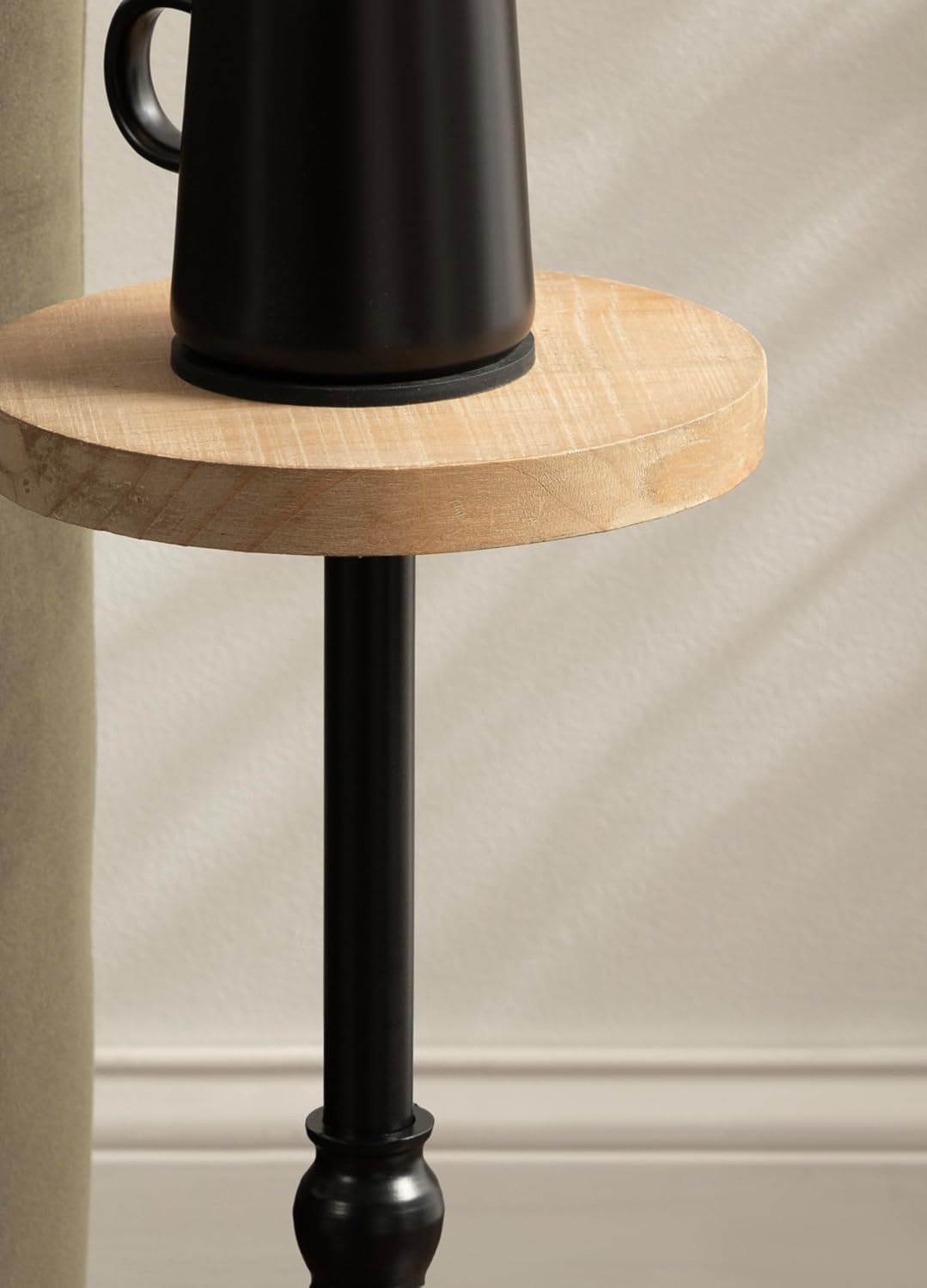 Kate and Laurel Stratton Round Pedestal Drink Table; 9 x 9 x 22; Hazelnut Brown and Black; Decorative Mini Table for Use as Indoor Plant Stand or Cute Martini Table