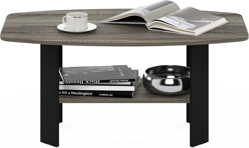 Furinno Simple Design Coffee Table, French Oak Grey/Black