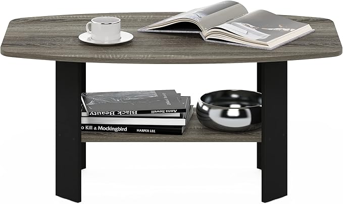 Furinno Simple Design Coffee Table, French Oak Grey/Black