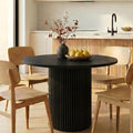 Comfy to go 36 inch Modern Round Dining Table, Solid Wood Strips Pedestal Base, Fluted Design, Round Kitchen Table Waterproof, Scratch Resistant,Easy to Clean,Seats 2-3 People–Black