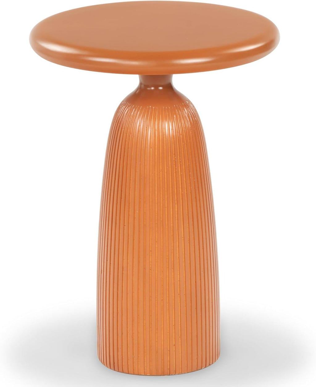 SAFAVIEH Couture Collection - Oskar Brown Concrete Accent Table, Round Modern Side Table, Sculptural Ribbed Design (SFV2604A)