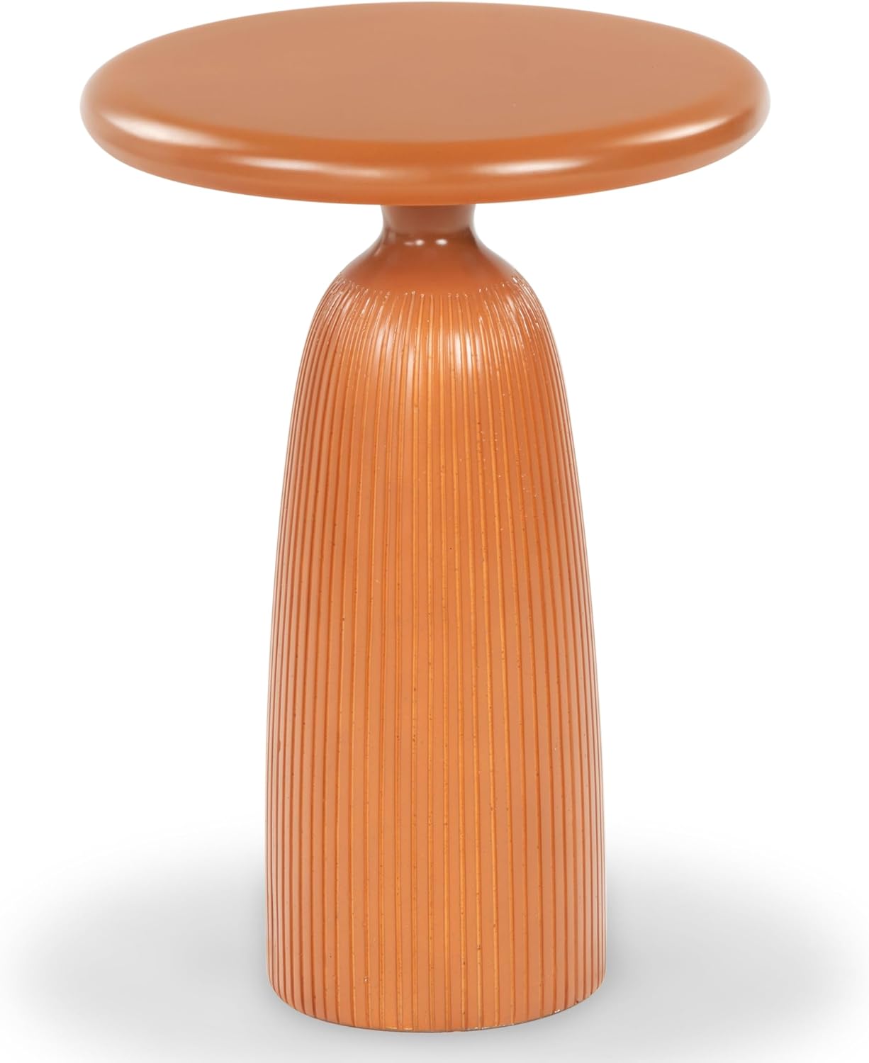 SAFAVIEH Couture Collection - Oskar Brown Concrete Accent Table, Round Modern Side Table, Sculptural Ribbed Design (SFV2604A)