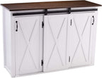 SEI Furniture - Leshire Barn-Door Kitchen Island - Transitional Design, Brown Finish - Ideal for Kitchen, Dining Room (KA1068861)