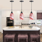 Mini Glass Pendant Light 4.72" with Handblown Burgundy Marble Art Glass Hanging Light 3-Pack Oval Ceiling Hanging Light Fixture for Dining Room Kitchen Island Cafe Foyer Hallway