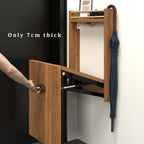 Wall Mounted Folding Shoe Changing Stool, Foldable Bathroom Seating Space Saving Wood Fold Down and Up Chair for Entryway, Bedroom, Hallway, Living Room, Black