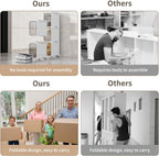 4 Tier Slim Bathroom Storage Cabinet, Foldable and Movable, White | Tools Free, ABS and PET, Magnetic Clear Door, Adjustable Shelves, Lockable Wheels, Water Resistant, For Narrow Space