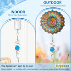 Gazing Ball Wind Spinner Spiral Tail with Blue Glass Orb | Creates Captivating Visual Illusion in Spinning, 13In Wind Spinners Stabilizer | Hanging Rotating Art Outdoor Garden Decor & Gift